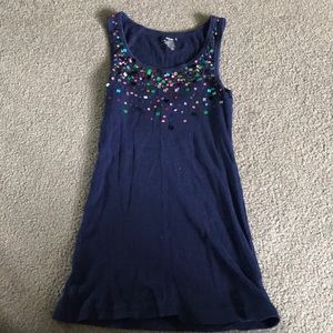 Navy blue embellished tank